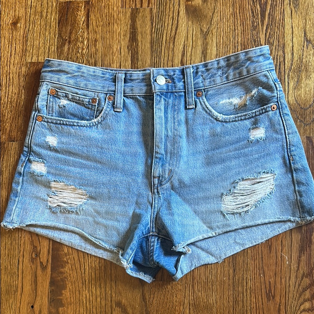 Madewell Relaxed Denim Shorts Distressed Cut-Off Style 26